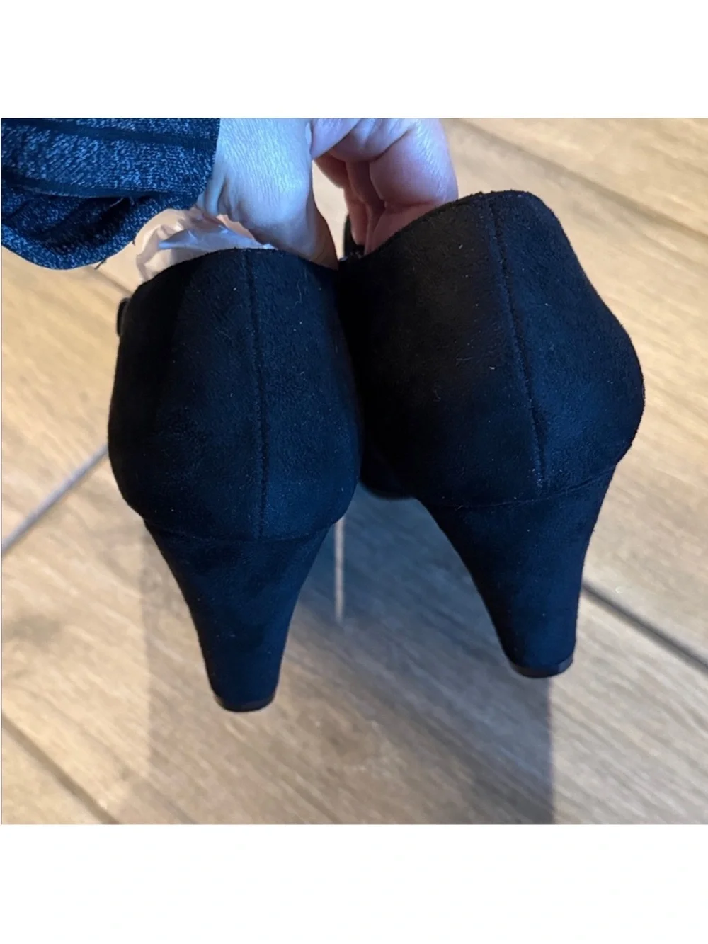 Journee Collection Black Suede Ankle Booties